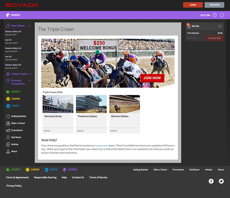 Bovada Racebook