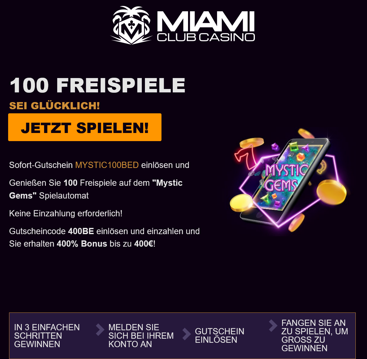 Miami Club 100
                        Free Spins