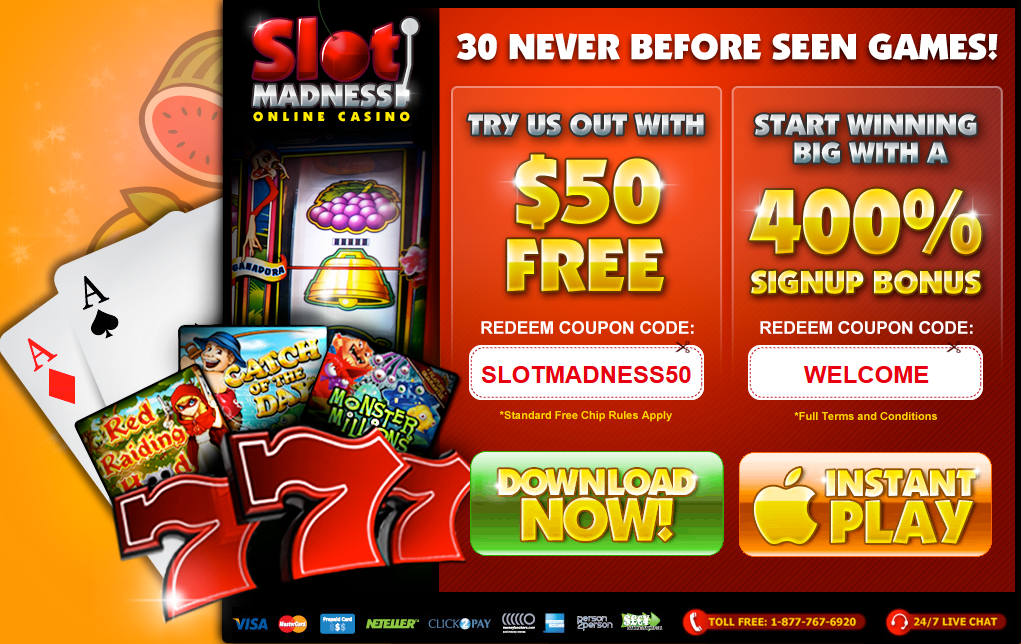 Slot Madness - 30 Never Before Seen Games + $50 Free Chip