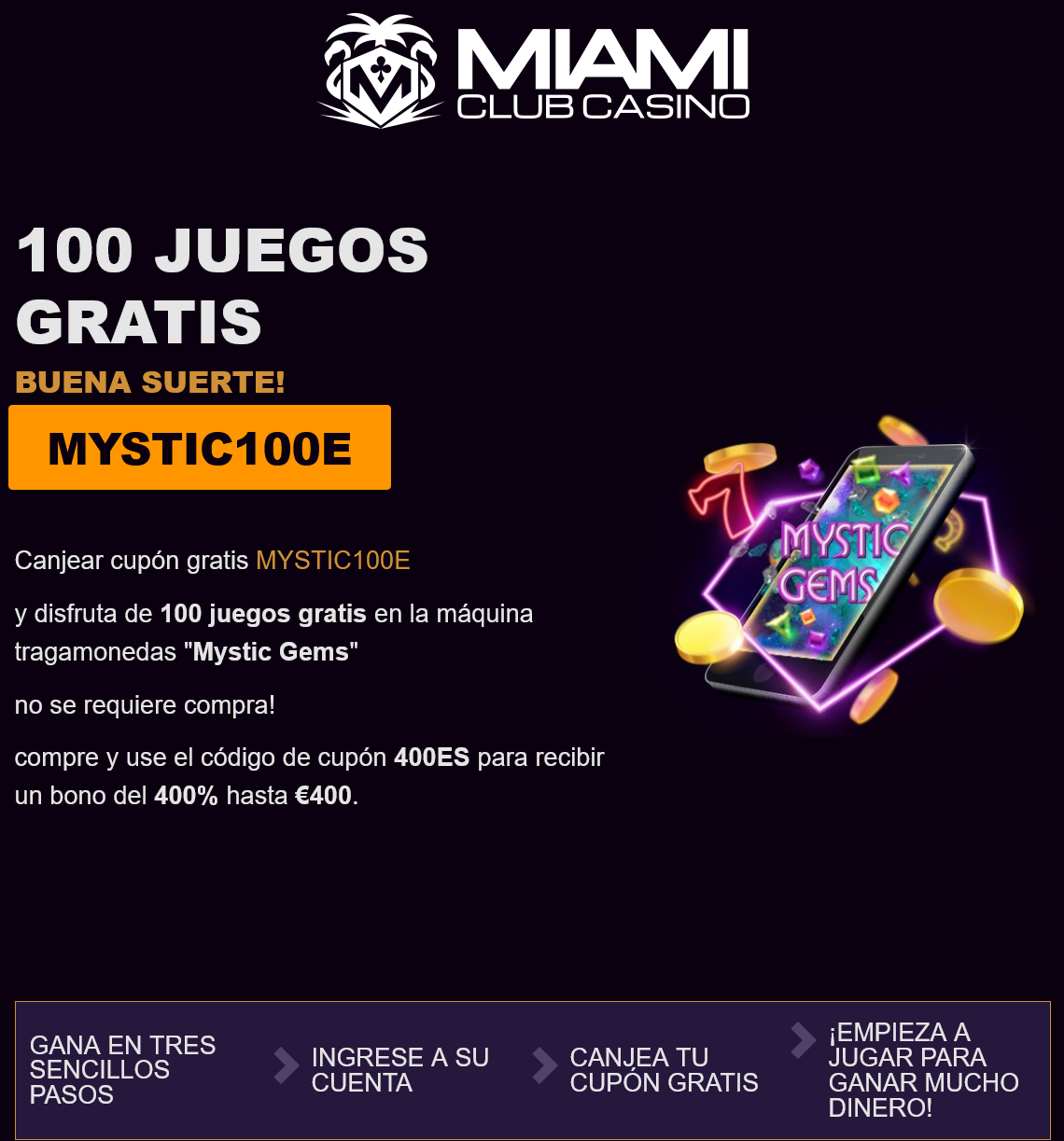 Miami Club ES 100
                        Free Spins